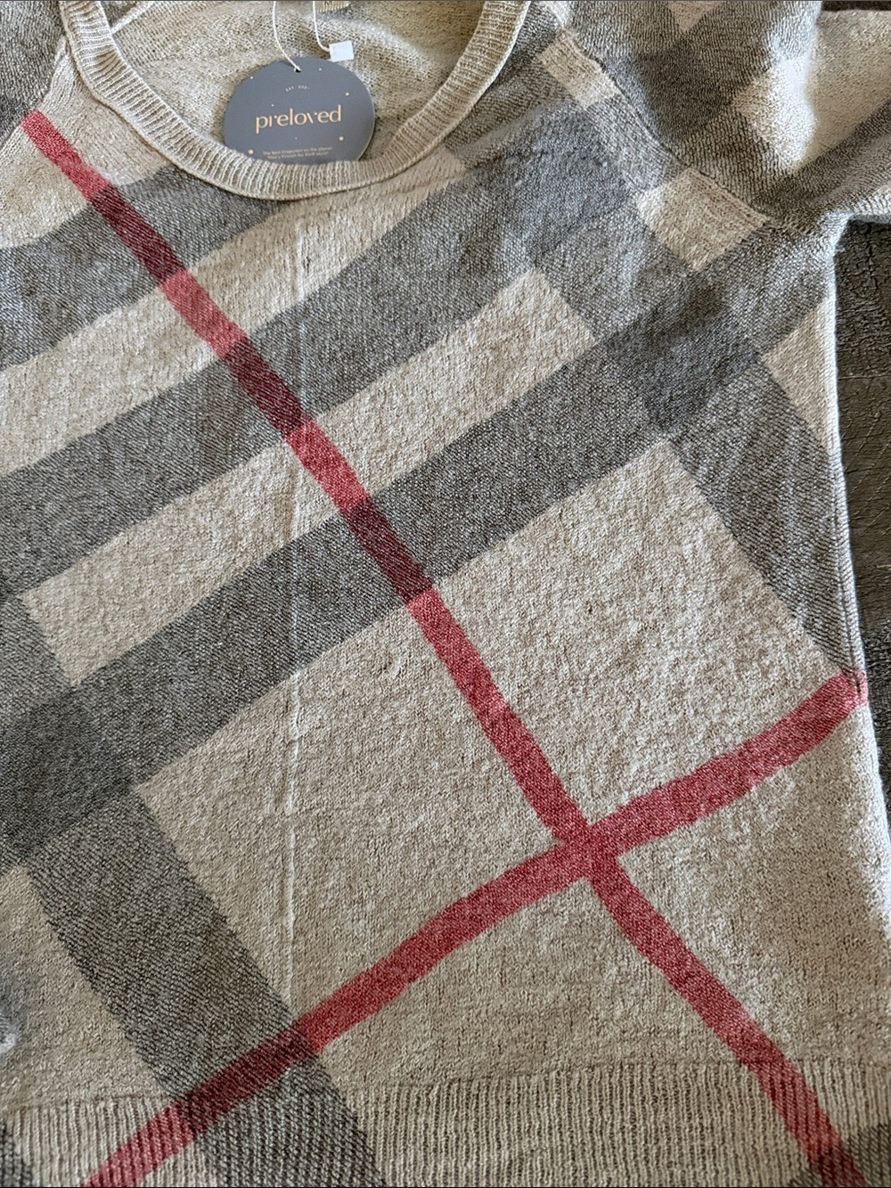 Burberry London classic check wool cashmere sweater Sz S - Picture 6 of 9